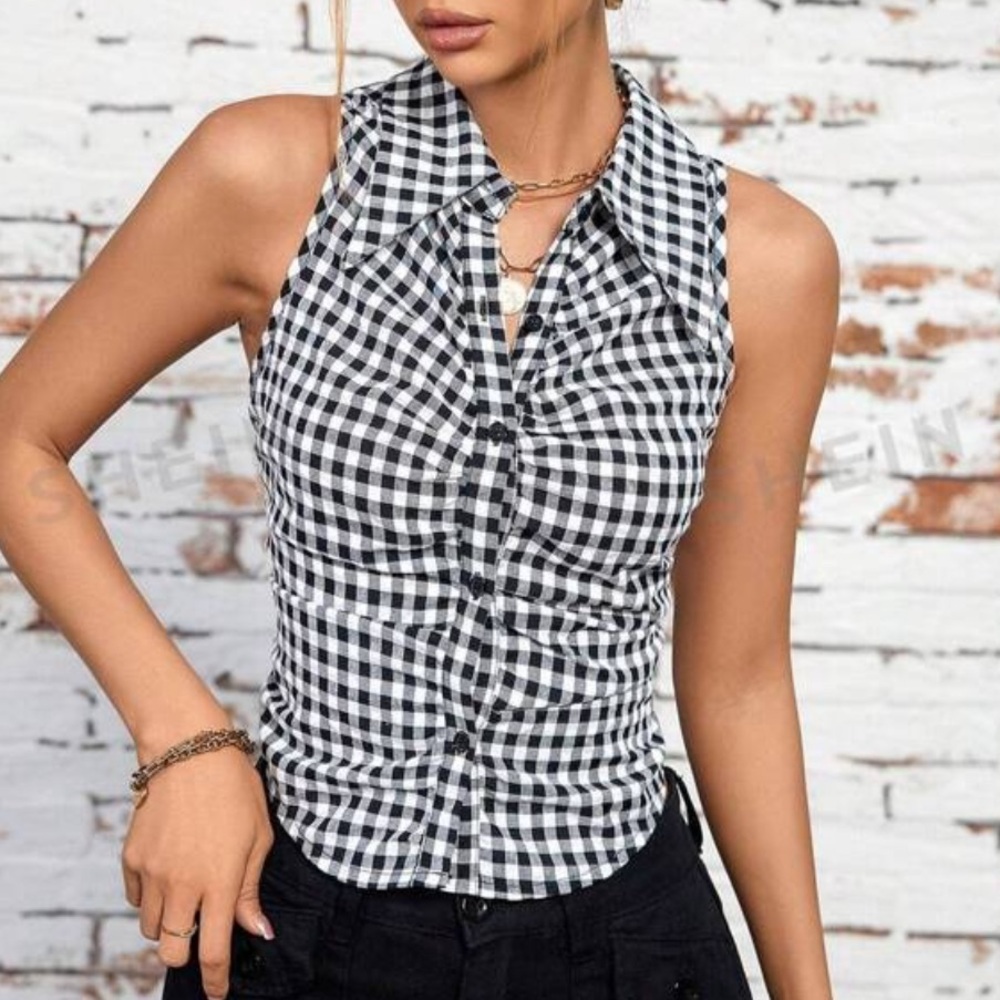 Plaid Button Down Top